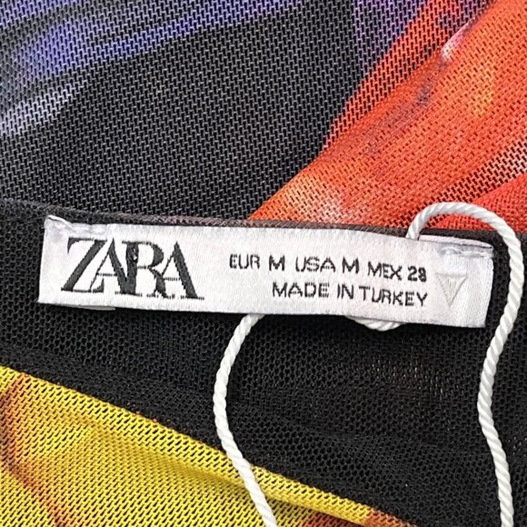 Zara Dress Womens M Ruched Mesh Fruit Stand Strappy Bodycon Maxi Y2K‎ Festival - Picture 5 of 13